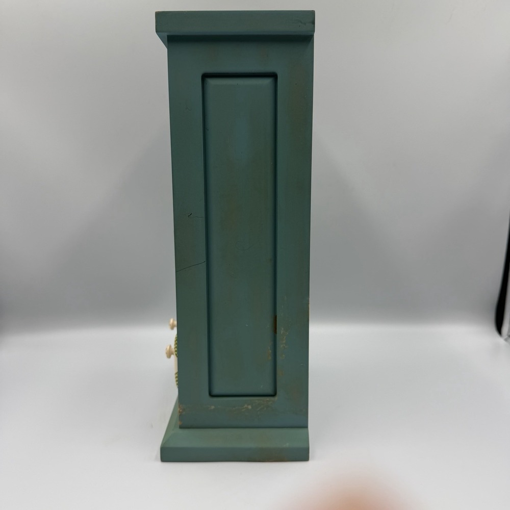 Pfaltzgraff Pistoulet Wooden Bulova Mantel Clock Blue Farmhouse Vintage Decor - Picture 6 of 11